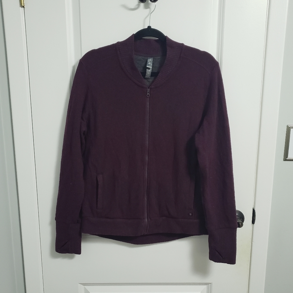 MOUNTAIN HARD WEAR Burgundy Wool Zip Up Sweater